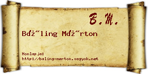 Báling Márton névjegykártya